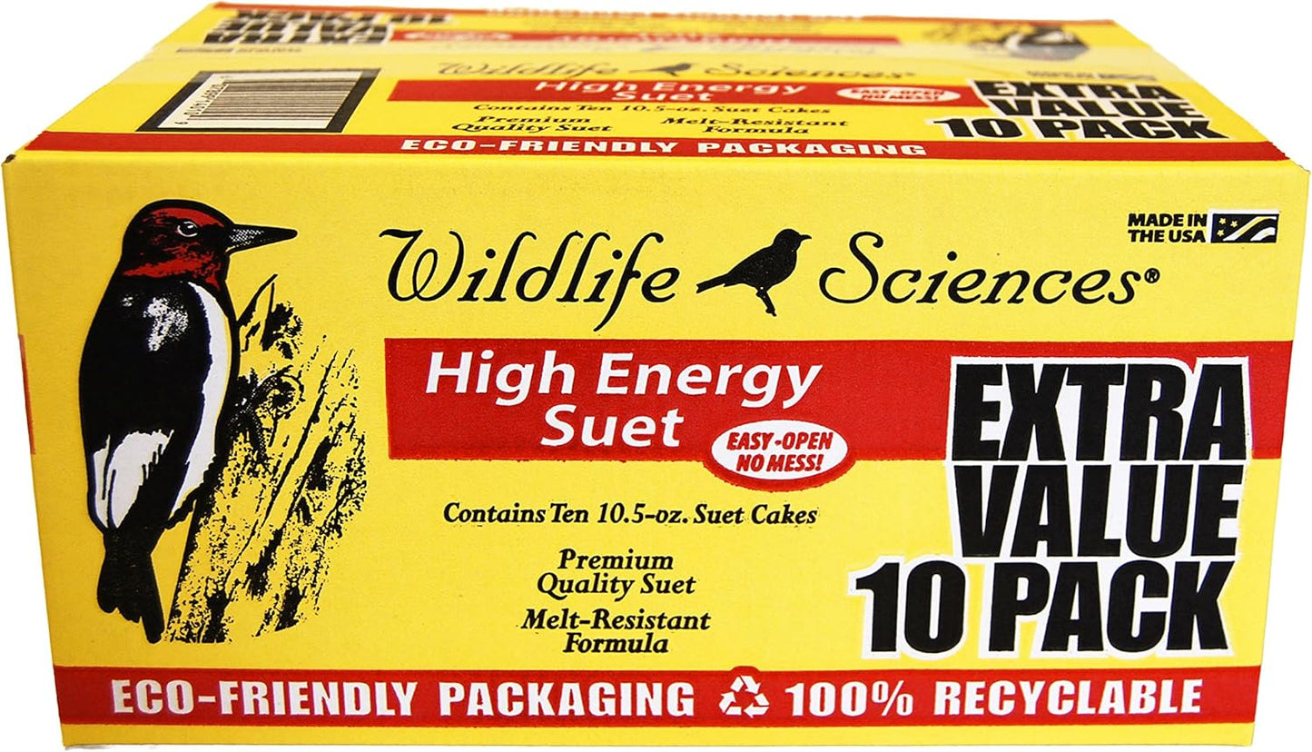 Wildlife Sciences High Energy Suet Cake - 10 Pack for Attracting Birds | Premium Quality