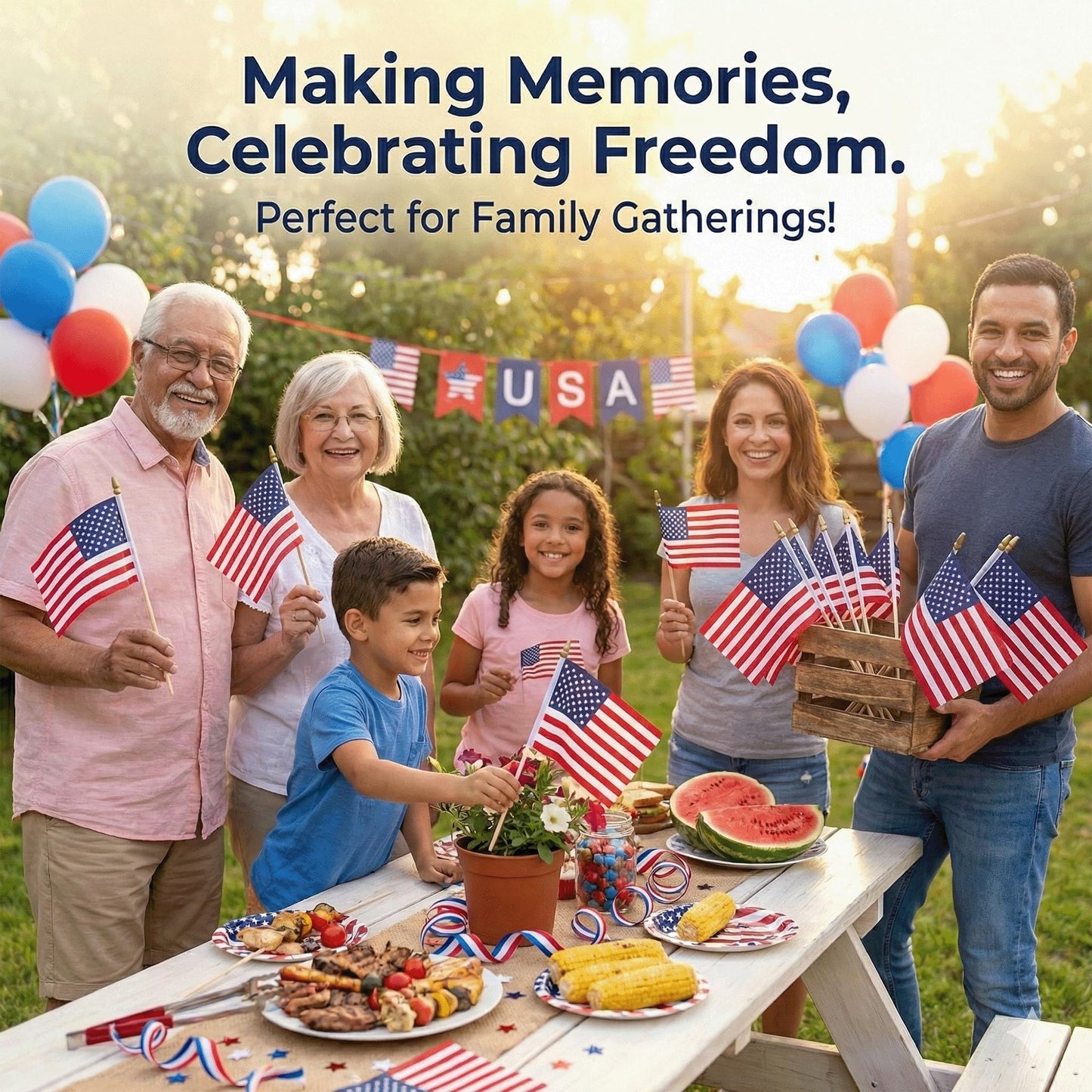 Small American Flags on Stick 4x6 Inch Mini American Flags Pack of 12 Handheld US Flags with Wooden Staff and Gold Spear Tip for Parades Classroom Events Patriotic Celebrations
