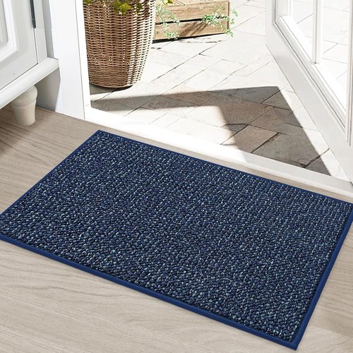 BEQHAUSE Dirt Trapper Door Mat - Non-Slip, Washable Entrance Mat | 20" x 32", Blue, Dirt Resistant & Absorbent