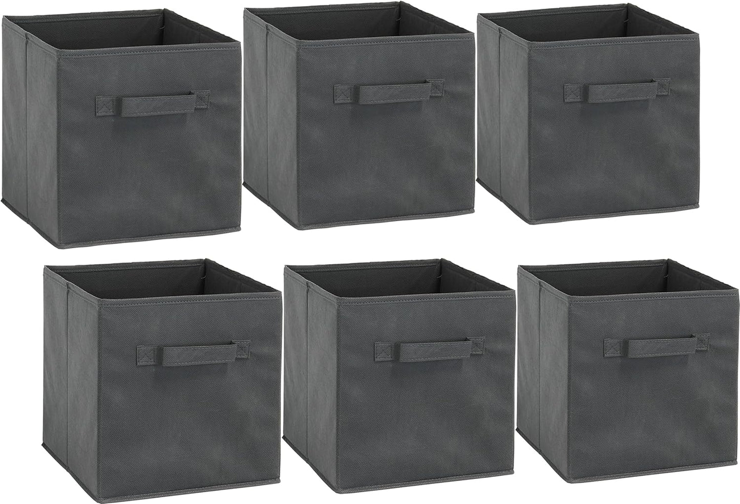 Simple Houseware Foldable Cube Storage Bins - 11-Inch Dark Gray Fabric Organizers | 6-Pack for Closet & Shelves
