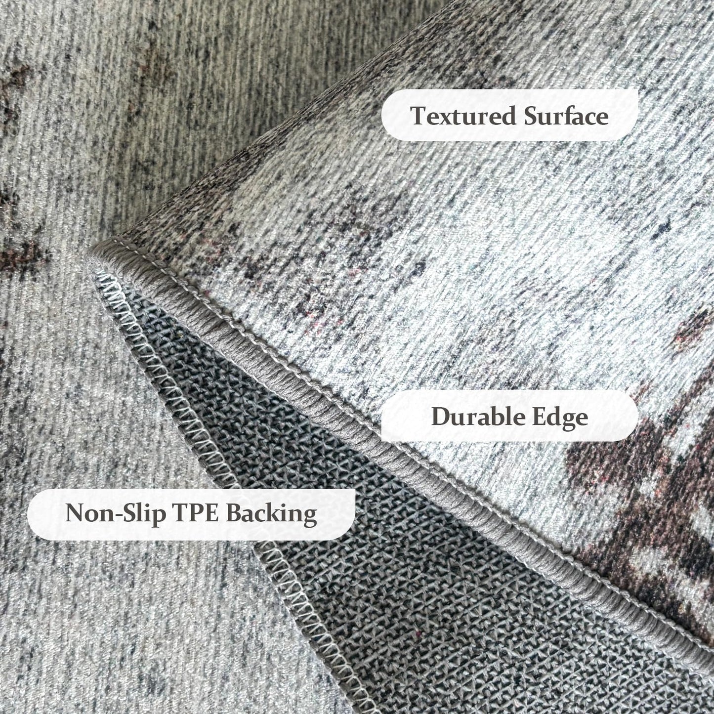 OMERAI Washable Rug 5'x7' Abstract Machine Washable Rugs Ultra-Thin Area Rugs for Living Room Non Slip Stain Resistant Modern Carpet for Bedroom Dining Room Office Kitchen Brown Rug Washable