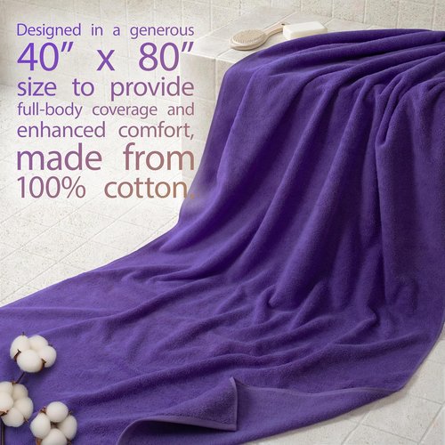 Cotton Paradise 100% Cotton Oversized Bath Sheet - Extra Large Turkish Towel, Purple 40x80 Inches
