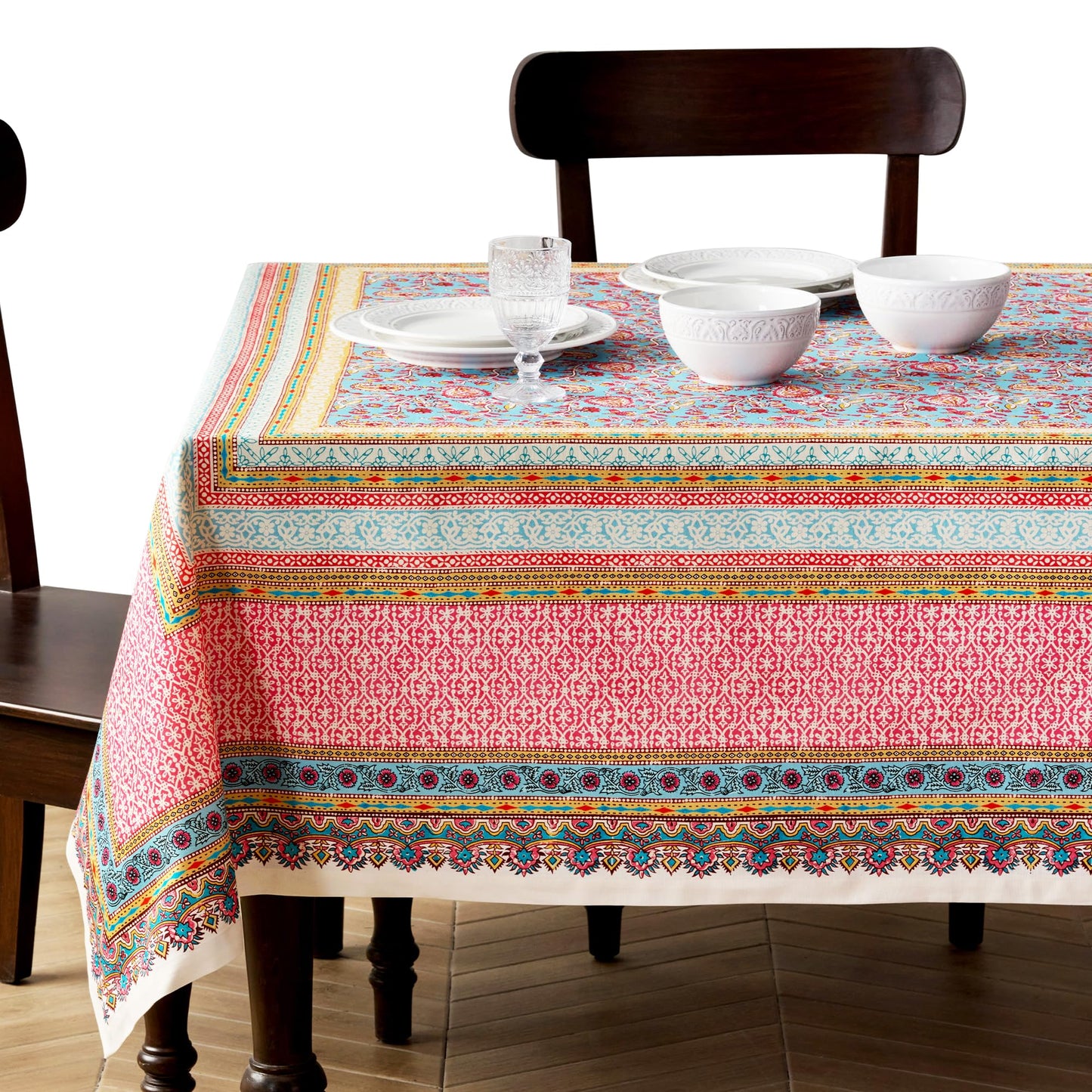 Maison d' Hermine Premium Table Cloth Rectangle Table 100% Combed Cotton 108 x 70 Inches Tablecloth Reusable Decorative for Dining Room, Farmhouse, Home, Party, Festive & Wedding - Lauris
