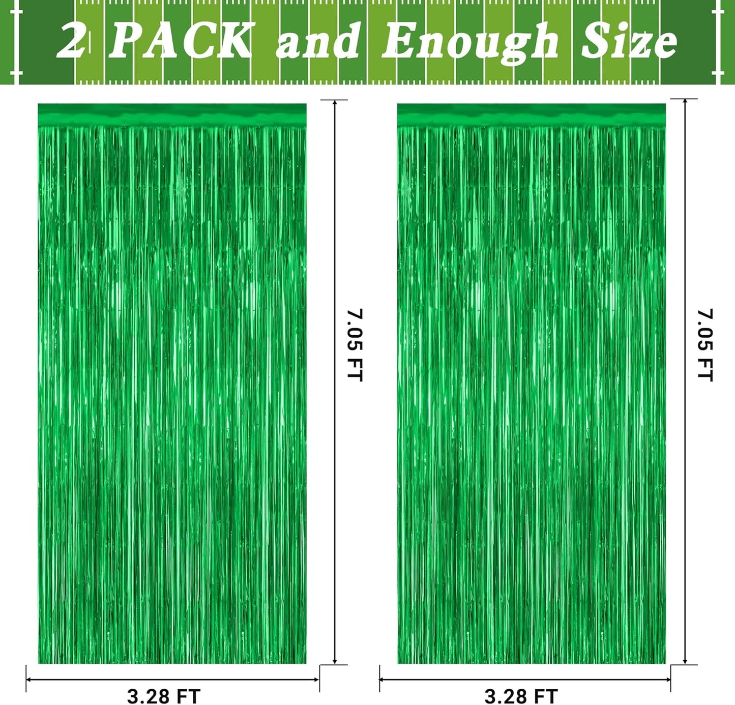 Skiennix Green Streamer Backdrop - 12 Pack Metallic Foil Fringe Curtains for Birthday Parties | 3.28 FT x 7.05 FT