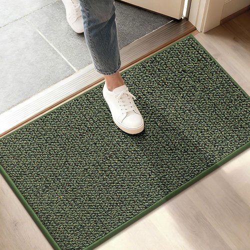 BEQHAUSE Dirt Trapper Door Mat - Non-Slip, Washable Entryway Rug | 17" x 30", Green, Low Profile