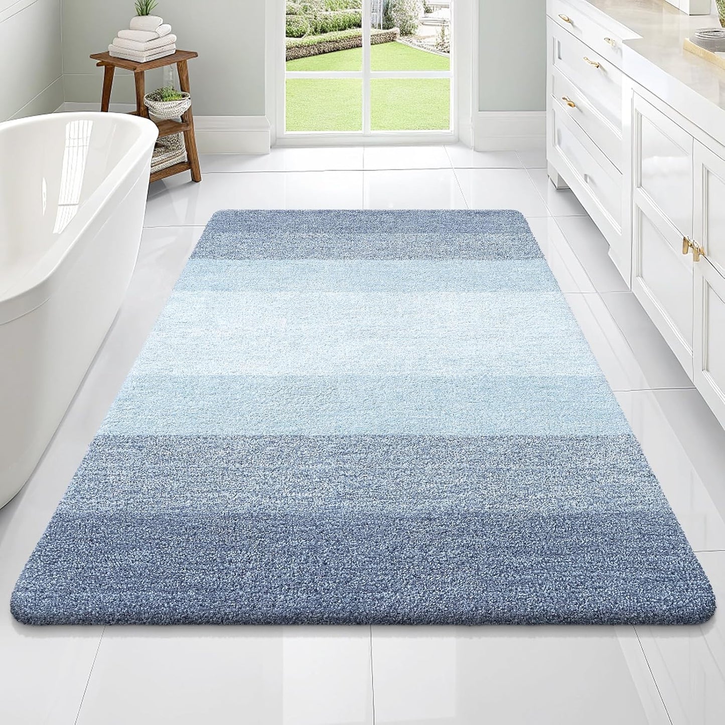 OLANLY Large Bathroom Rugs - Extra Soft Microfiber Mat, Quick Dry & Machine Washable, 70x46, Blue