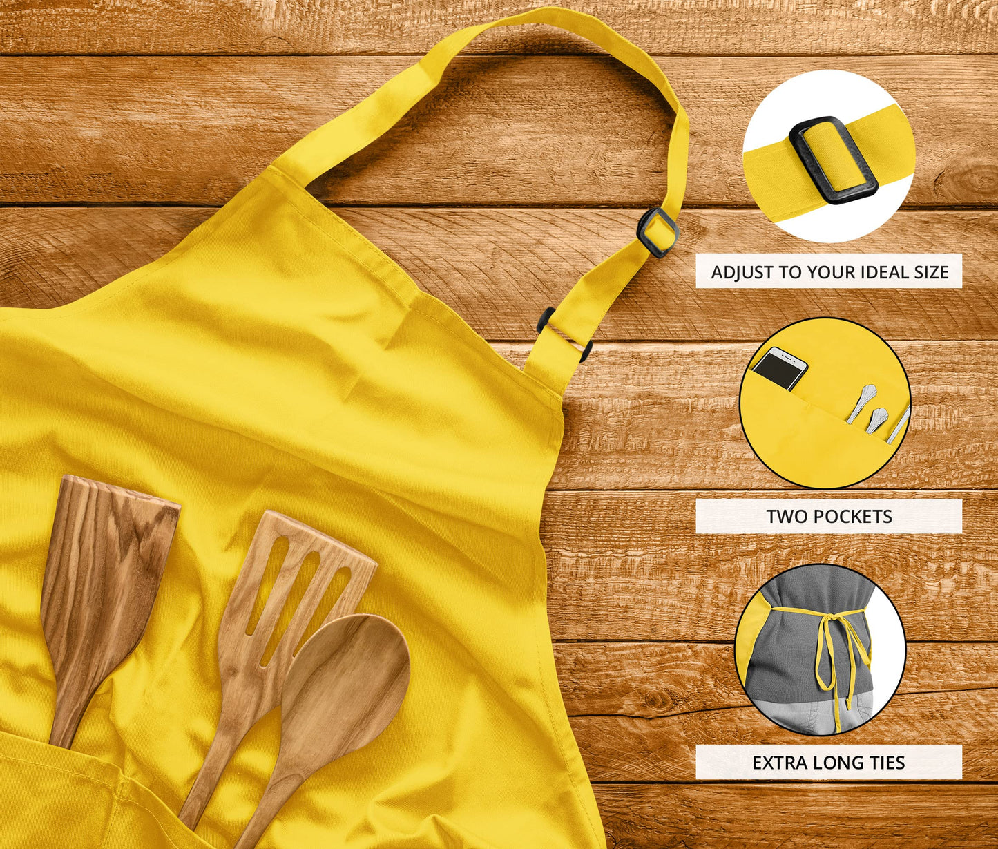 Utopia Kitchen 2 Pack Bib Apron, Adjustable with 2 Pockets, Water and Oil Resistant, Cooking Kitchen Chef Apron for Women Men
