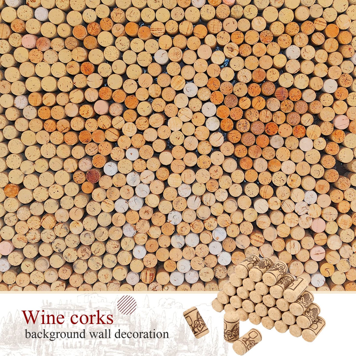 Qunclay 300 Pcs Natural Wood Wine Corks, Cork Stoppers for Wine Bottles, DIY Craft Projects, Homemade Bottling Leak-Resistant Bottle Closures (0.87" X 1.73",Straight)