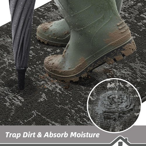 BEQHAUSE Dirt Trapper Door Mat - Non-Slip, Washable Entryway Rug | 20" x 32", Dark Grey, Stain Resistant
