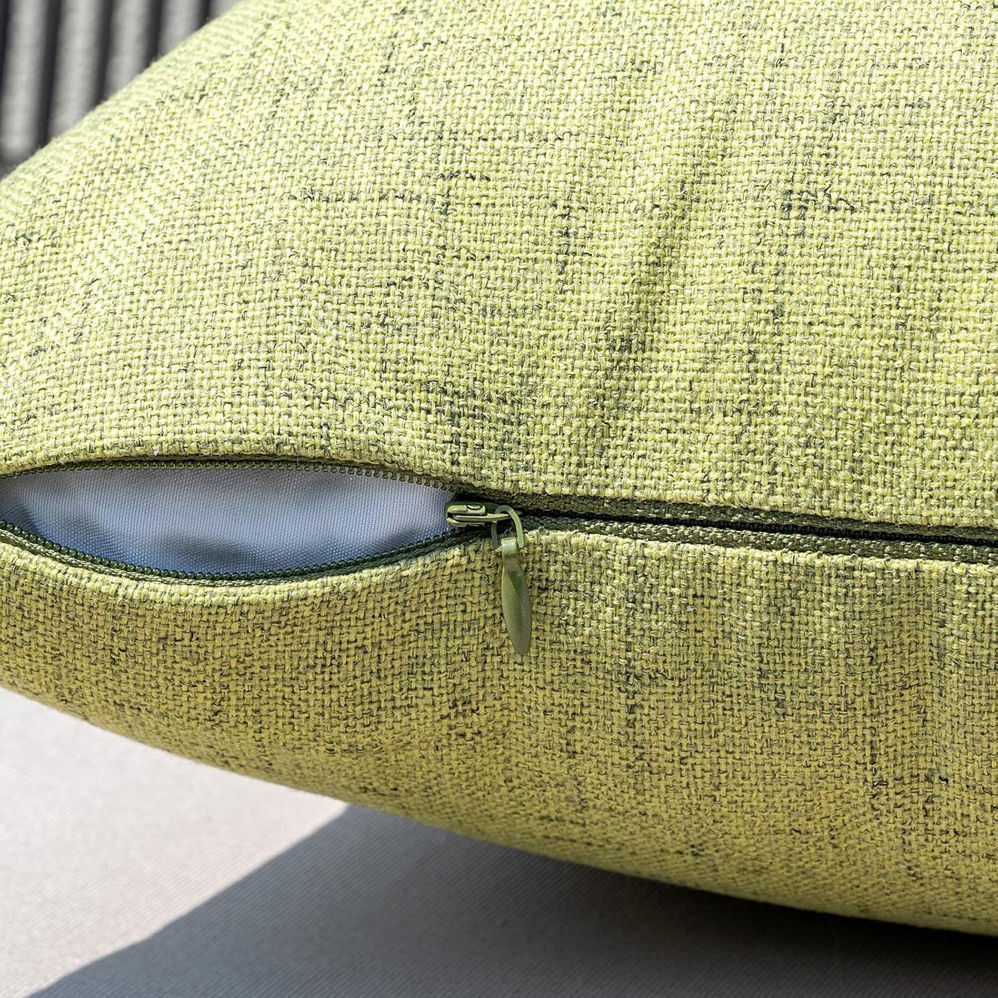 MIULEE Outdoor Throw Pillow Covers - Waterproof Decorative Soft Linen Cushion Shams | 18x18 Inch, Green (Pack of 2)