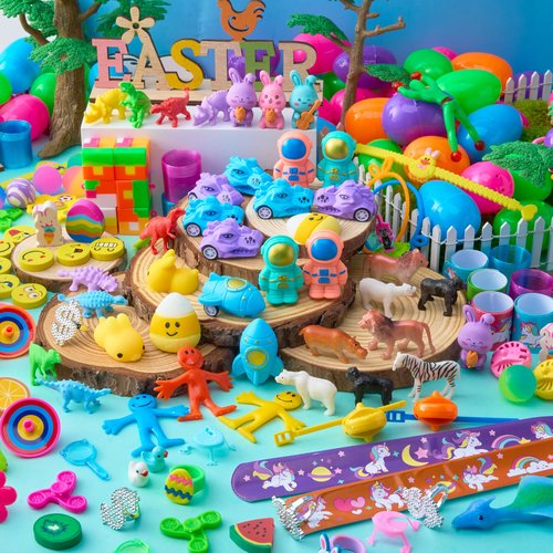 JOYIN 200 PCS Easter Prefilled Eggs with Assorted Toys for Easter Basket Stuffers, Egg Hunt Supplies, Classroom Prizes, Party Favor