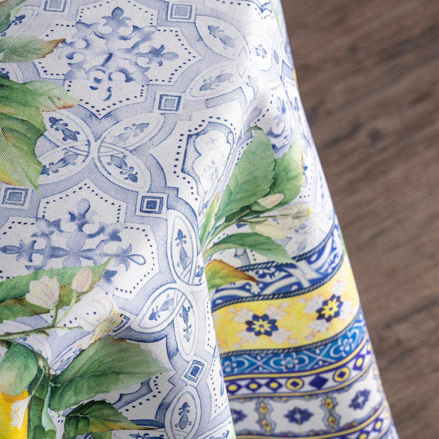 Maison d' Hermine Table Cloth Round Table 100% Cotton 63 Round Inches Tablecloth Reusable Decorative for Dining Kitchen Room Farmhouse Home Gifts for Mothers Day Spring Summer - Citrus