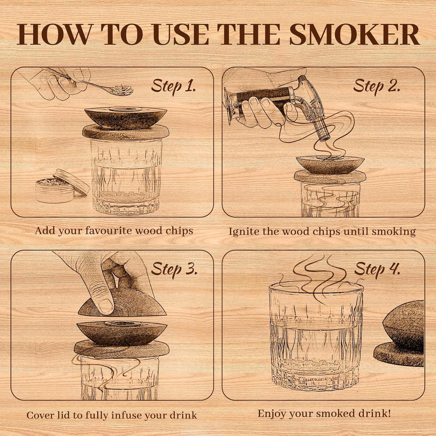 SJEhome Cocktail Smoker Kit with Torch, 6 Flavors Wood Chips, Rugby Shaped Bourbon Whiskey Smoker Infuser Kit, Old Fashioned Drink Smoker Kit, Birthday Whiskey Gifts for Men, Dad, Husband (No Butane)