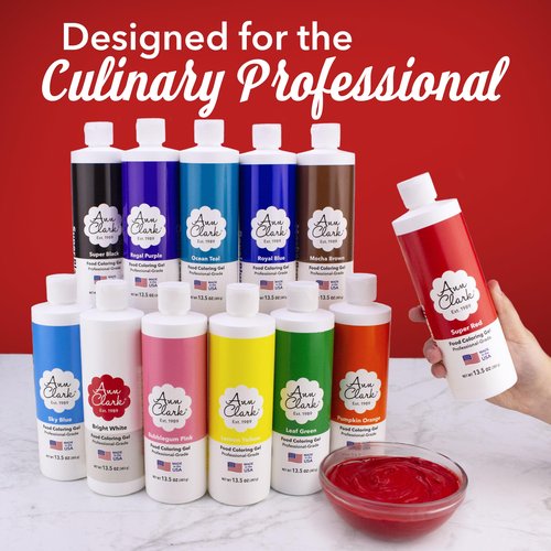 Ann Clark Professional Grade Food Coloring Extra Large 13.5 oz Bottles 12-Color Set