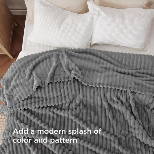 Bedsure GentleSoft California King Size Blanket - Cozy Frost Gray Fleece Throw, 102x96 Inches