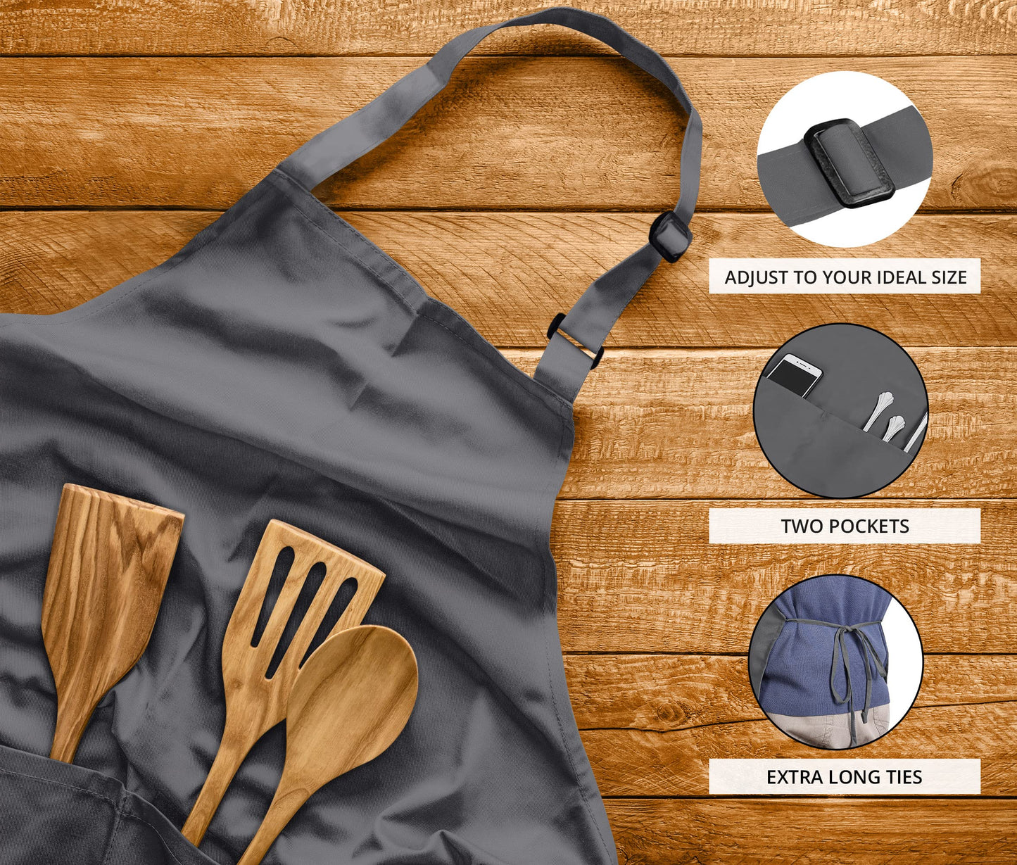 Utopia Kitchen 2 Pack Bib Apron, Adjustable with 2 Pockets, Water and Oil Resistant, Cooking Kitchen Chef Apron for Women Men