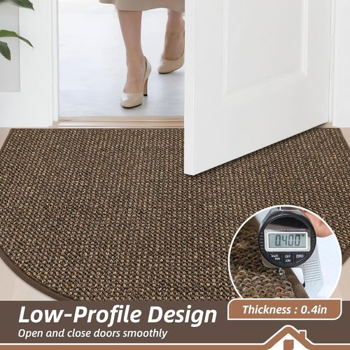 BEQHAUSE Dirt Trapper Door Mat - Non-Slip, Washable Entrance Rug | 17" x 30", Brown, Low Profile Design