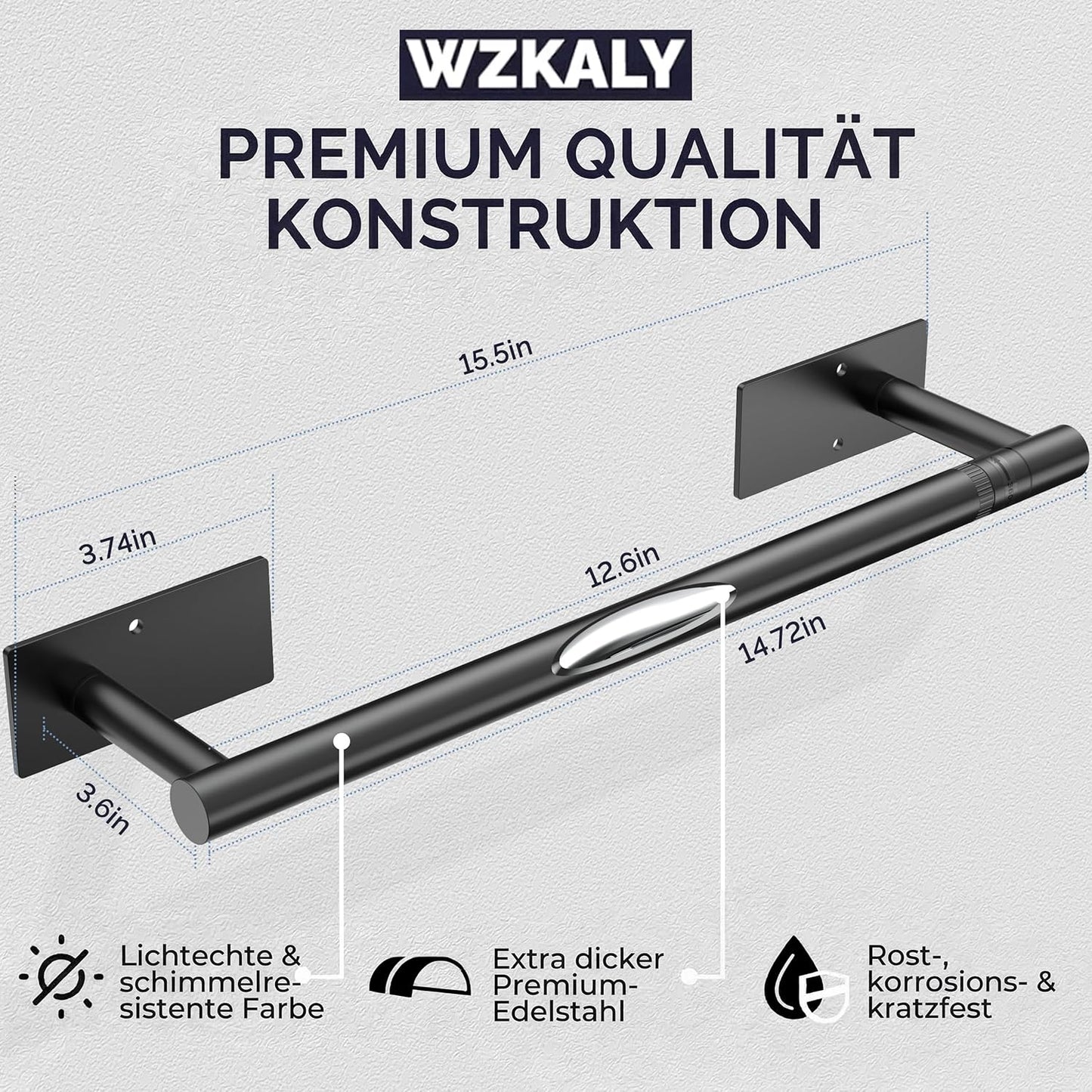 Skiennix Paper Towel Holder - Under Cabinet or Wall Mounted, SUS304 Stainless Steel, Matte Black Finish