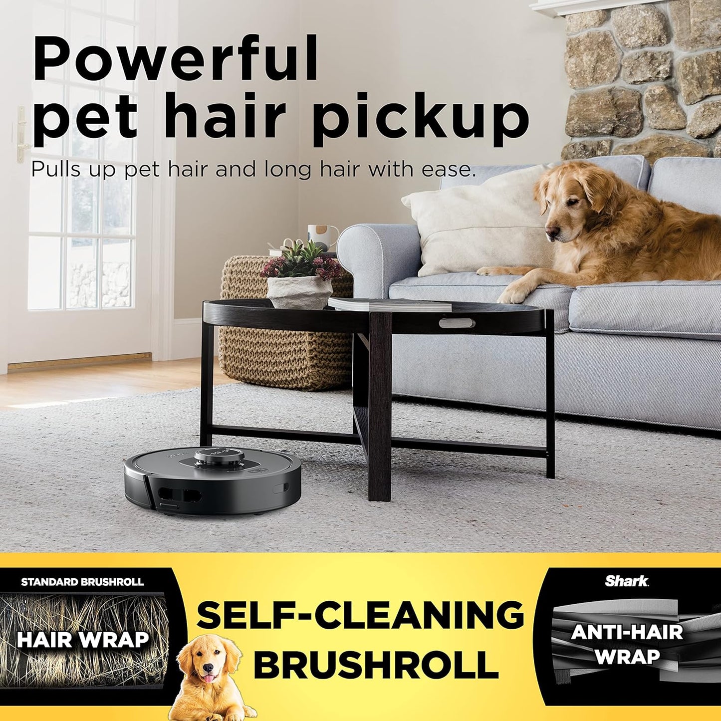 Shark RV2310 Robot Vacuum - Self-Cleaning Brushroll for Pet Hair | Wi-Fi Precision Mapping, Black/Silver