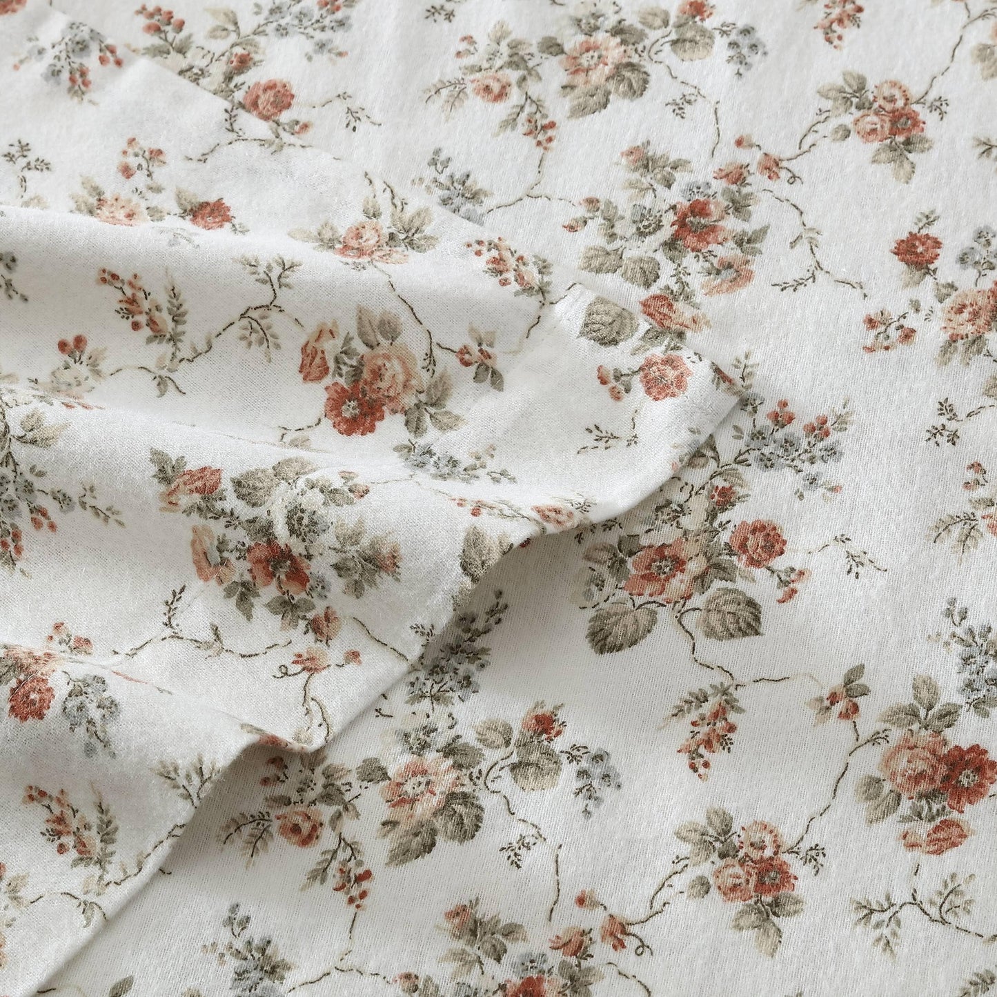 Laura Ashley - King Sheet Set, Cotton Flannel Bedding, Brushed for Extra Softness & Comfort (Le Fleur Orange, King)
