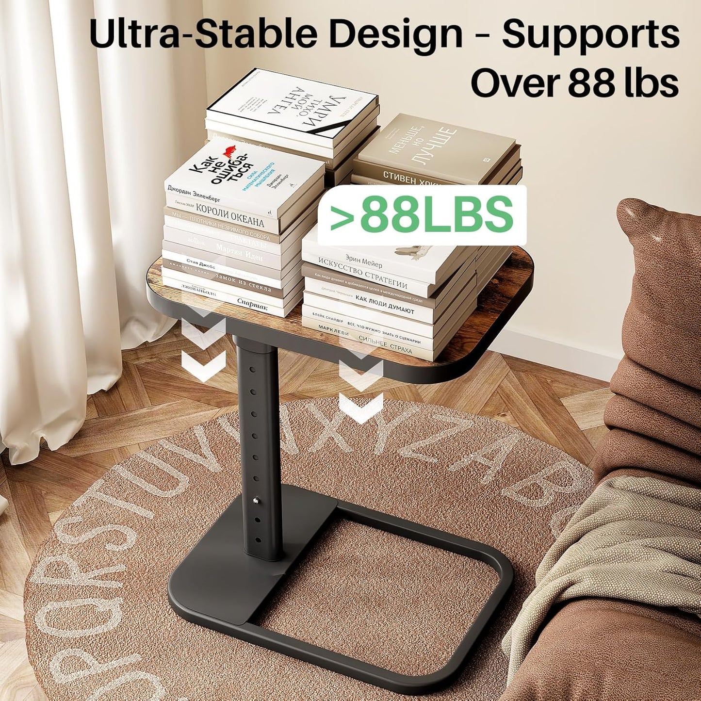 Kitstorack TV Tray Table - Adjustable Height & Flip-Top Design | C-Shaped Snack Table for Couch & Sofa