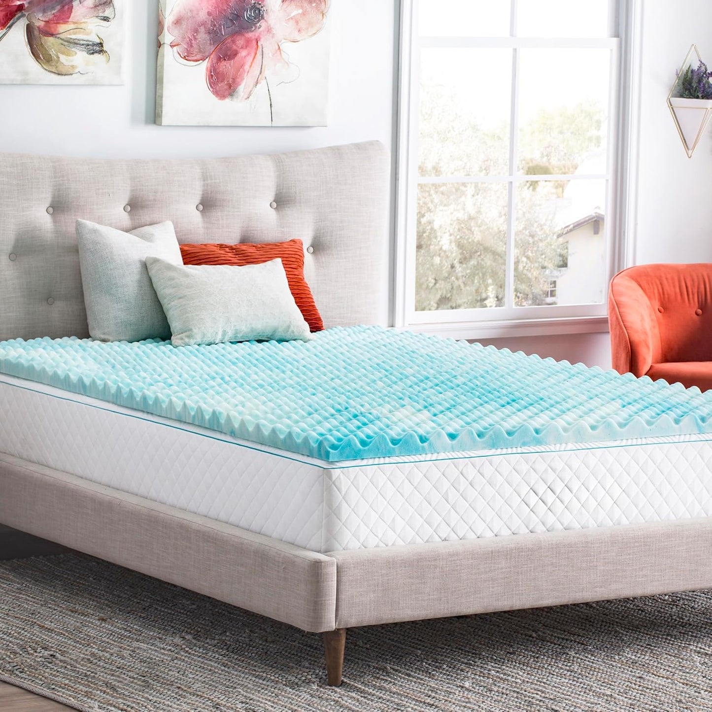 Linenspa Gel Memory Foam Mattress Topper - Reversible Egg Crate Design for Comfort - Twin XL Size