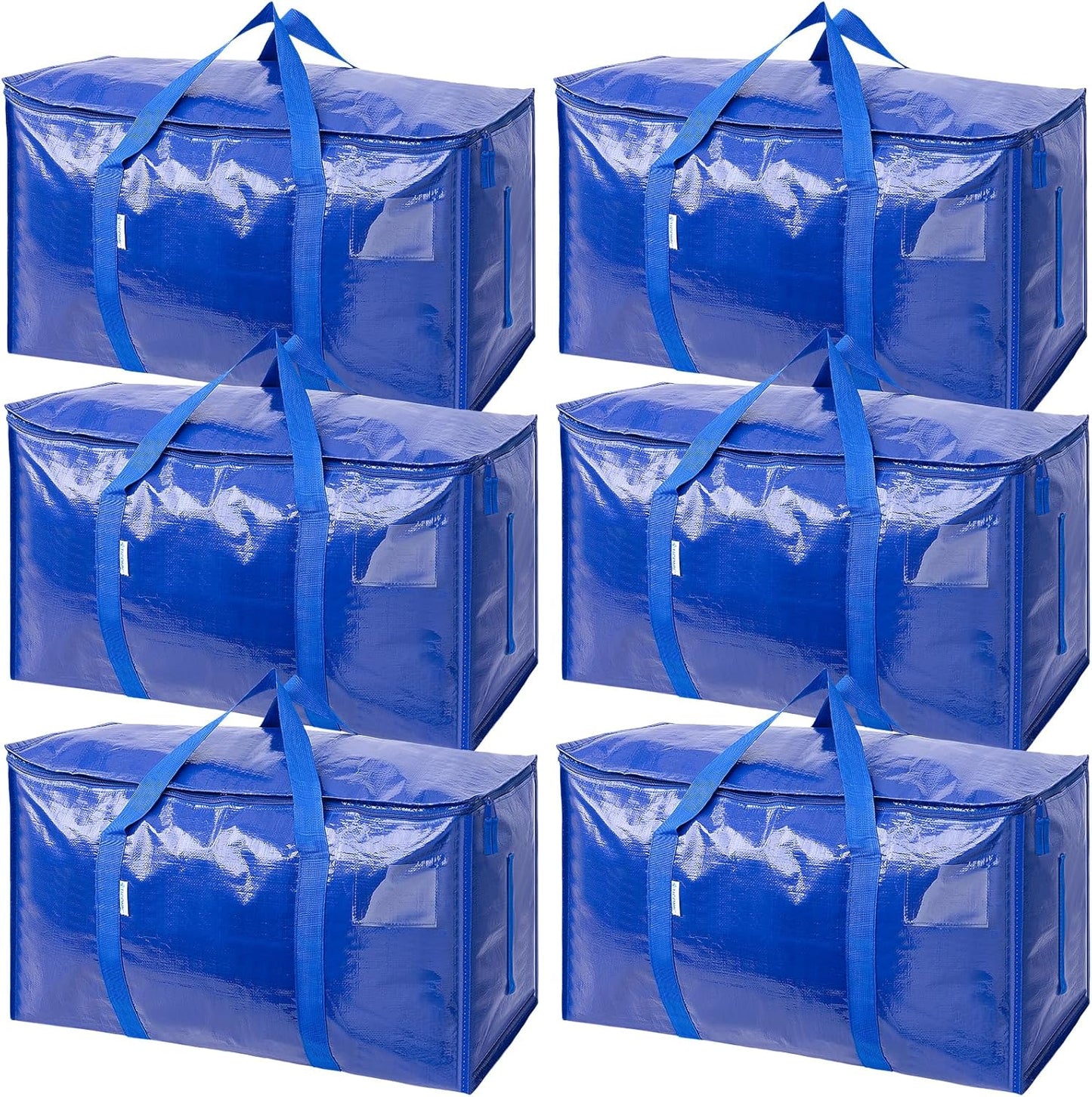 TICONN Extra Large Moving Bags - Heavy-Duty Storage Totes with Zippers & Handles | 30 Gallon, 6 Pack