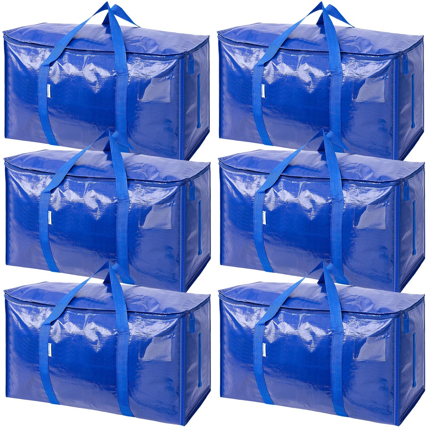 TICONN 6 Pack Extra Large Moving Bags with Zippers & Carrying Handles, Heavy-Duty Storage Tote Moving Boxes for Space Saving (6 PK, 30 Gallon)