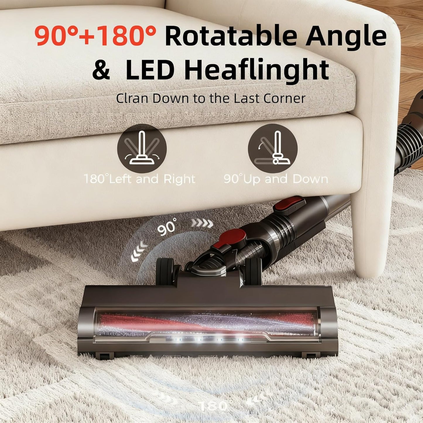 RONEAIR Cordless Vacuum Cleaner - Powerful 40Kpa Suction for Pet Hair | Self-Standing, 45 Mins Runtime