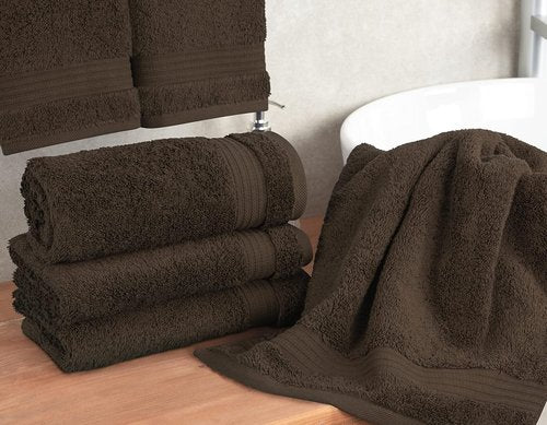 Cotton Paradise Hand Towels - 100% Turkish Cotton 4-Piece Set | Soft, Absorbent Brown Face Towels