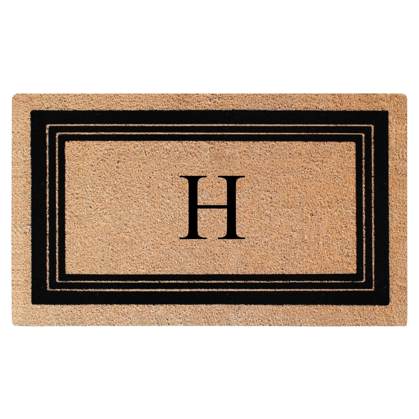 A1HC Natural Coir Flock Monogrammed Door Mat for Front Door 24"x39", Anti-Shed Treated Durable Doormat for Entrance, Heavy Duty, Thin Profile, Easy to Clean, Long Lasting, Front Door Entry Doormat