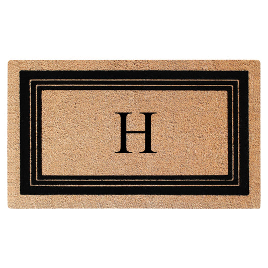 A1HC Natural Coir Flock Monogrammed Door Mat for Front Door 24"x39", Anti-Shed Treated Durable Doormat for Entrance, Heavy Duty, Thin Profile, Easy to Clean, Long Lasting, Front Door Entry Doormat