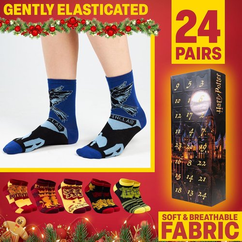 Get Trend Harry Potter Socks Advent Calendar 2025 - 24 Pcs Gift Set for Girls & Teens, Size 2-7