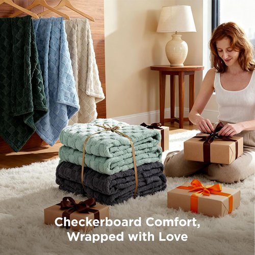 Bedsure GentleSoft Queen Size Blanket - Super Soft Cozy Fleece Throw in Sage Green, 90x90 Inches