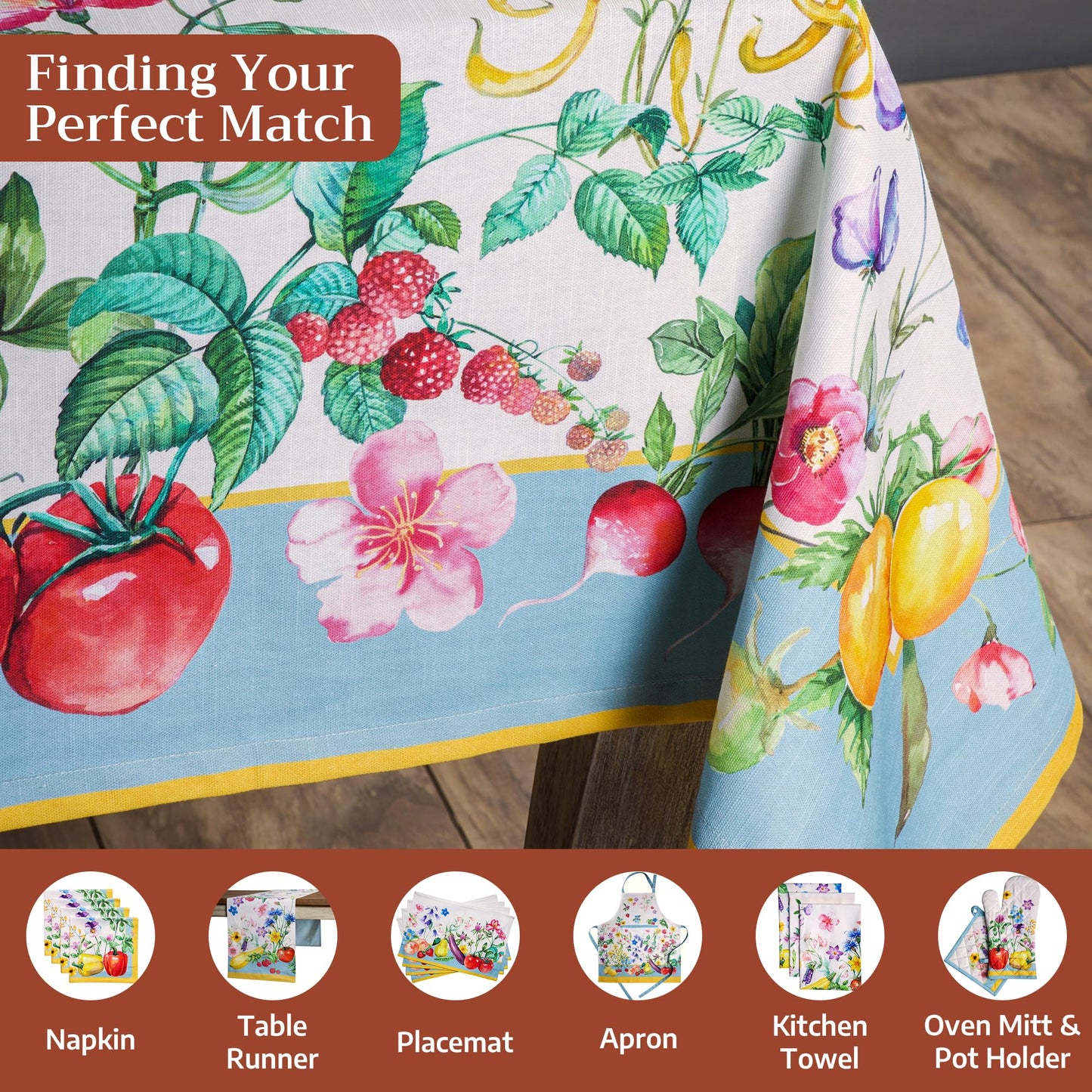 Maison d' Hermine Table Cloth Rectangle Table 100% Cotton 70 x 108 Inches Tablecloth Reusable Decorative for Dining Kitchen Room Farmhouse Home Gifts for Mothers Day Spring Summer - Giverny