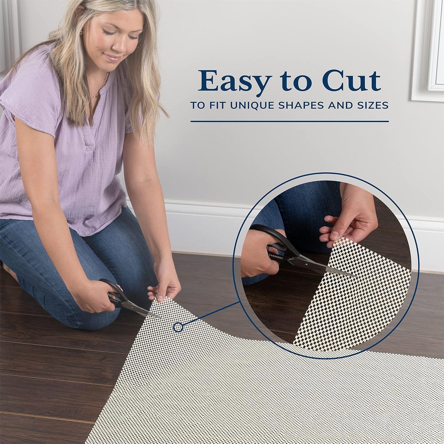 Veken Rug Pad Gripper - Non-Slip 2x6 Ft for Hardwood & Tile Floors | Thick Anti-Skid Mat