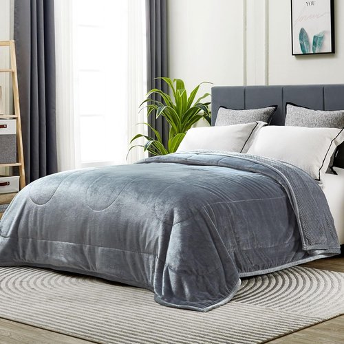 DREAMNINE King Size Fleece Bed Blanket - Luxury Warm Soft Flannel | 90" x 108" | Cozy Grey Microfiber