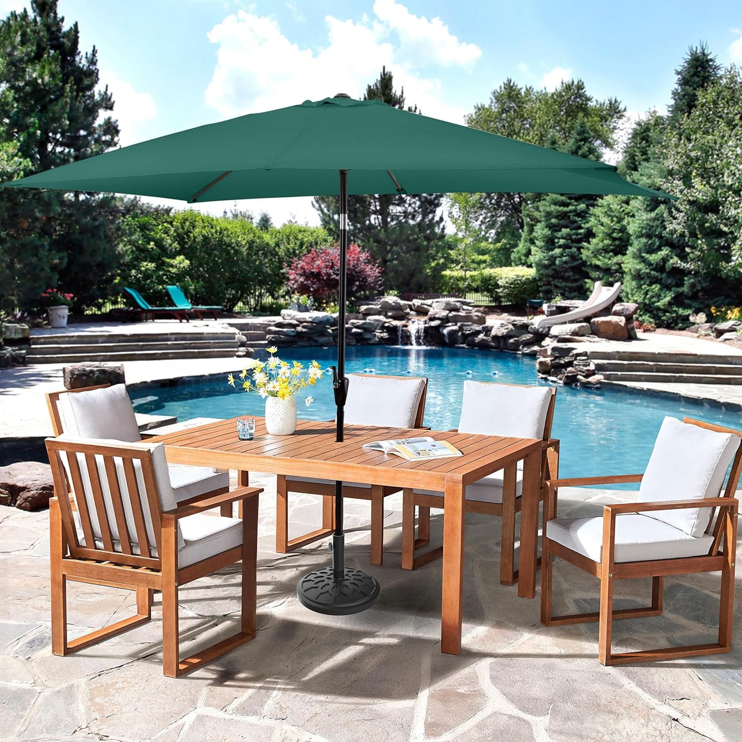 Pure Garden Umbrella Base - Heavy-Duty 19lbs Weighted Stand for Patio Tables & Umbrellas | Black
