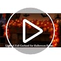 9FT Fall Garland with Lights - Connectable Outdoor Indoor Halloween Thanksgiving Decor - 2 Packs