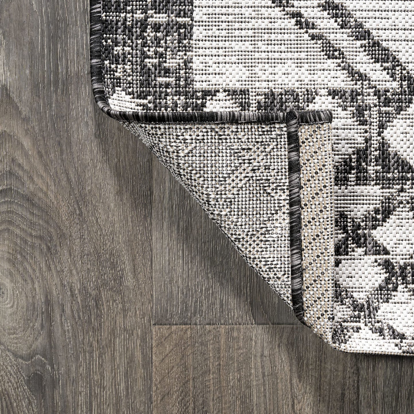 JONATHAN Y SMB127E-28 Marokko Diamond Tribal Medallion Indoor Outdoor Area Rug Bohemian Rustic Easy Cleaning Bedroom Kitchen Backyard Patio Non Shedding, 2 X 8, Ivory/Black,JSMB127E28