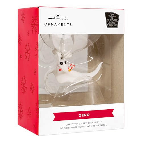 Hallmark Nightmare Before Christmas Zero with Candy Cane Christmas Ornament
