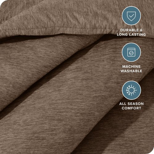 Bare Home Comforter Set - Full Size - Ultra-Soft - Goose Down Alternative - Premium 1800 Series - All Season Warmth (Full, Heathered Taupe)