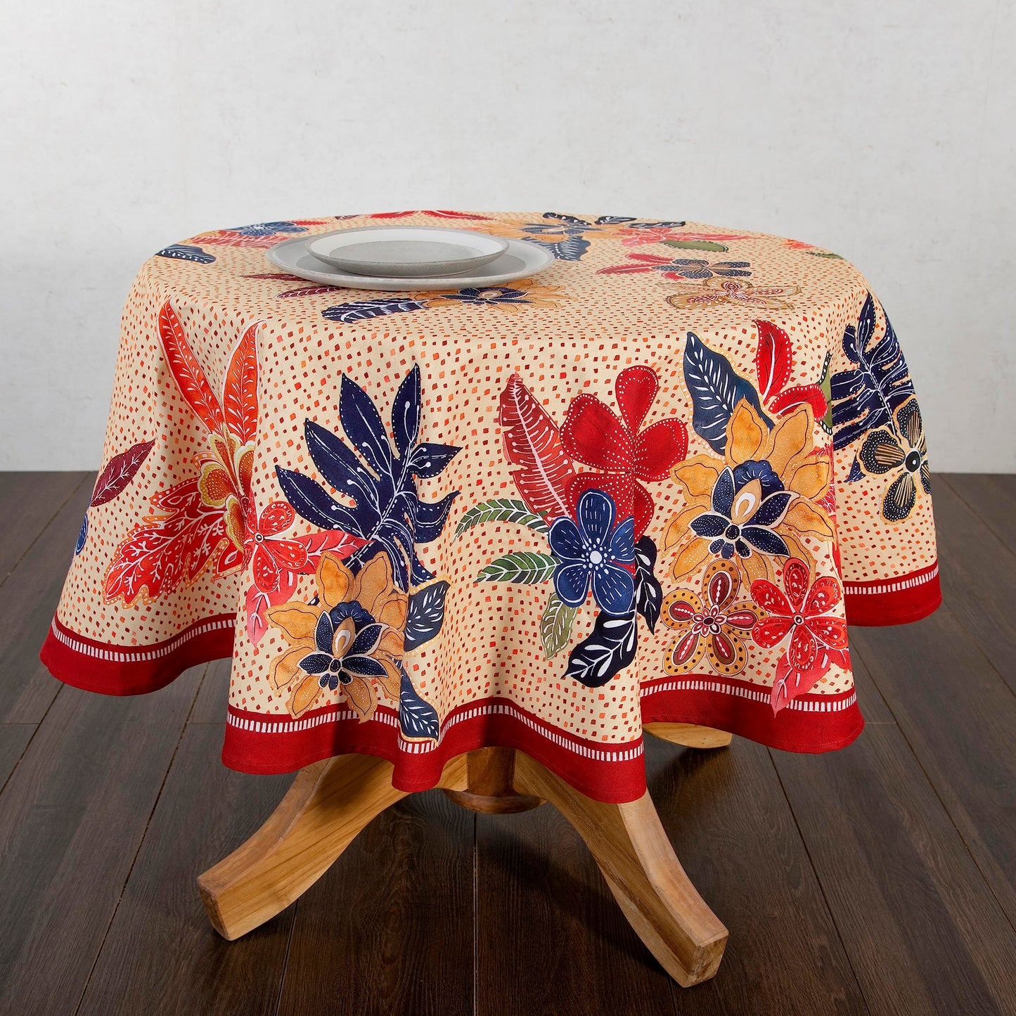 Maison d' Hermine Table Cloth Round Table 100% Cotton 63 Inches Fall Tablecloth Reusable Everyday Use for Thanksgiving Christmas Decorations Dining Farmhouse Party (Kalahari)