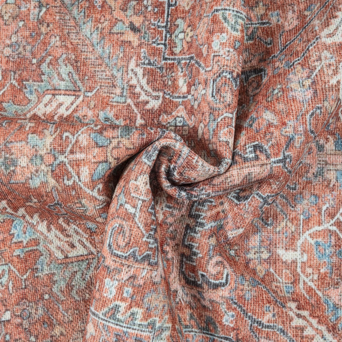 GLN Traditional Collection - Machine Washable Area Rug, Non Slip, Low Pile Chenille Living Room, Bedroom & Kitchen Rug (3'x5' Terra Cotta)