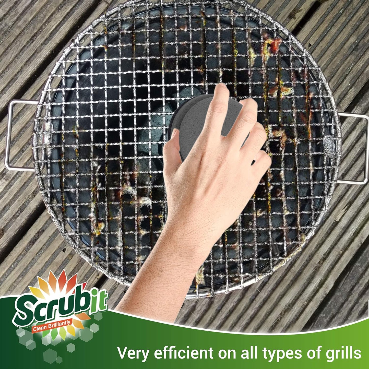 SCRUBIT Grill Cleaning Brush - Heavy-Duty Bristle-Free BBQ Cleaner with Safe Scrubber Pad | 2 Pack