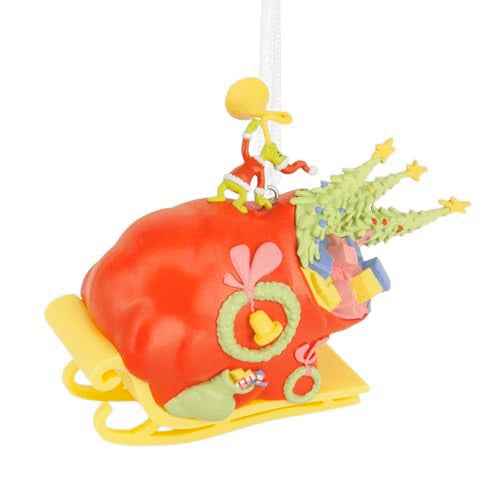 Hallmark Dr. Seuss's How The Grinch Stole Christmas! Grinch on Sleigh Christmas Ornament, Christmas Movie Gifts