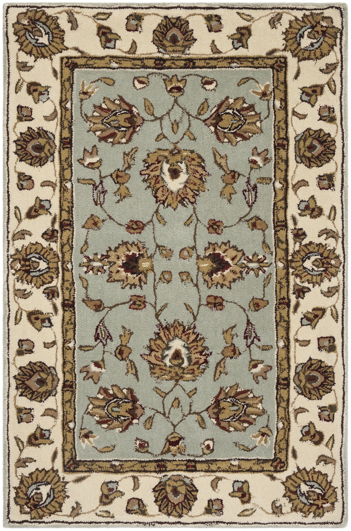 SAFAVIEH Total Performance Collection Accent Rug - 3' x 5', Light Blue & Ivory, Hand-Hooked Oriental, Non-Shedding & Easy Care, Ideal for High Traffic Areas in Entryway, Living Room, Bedroom (TLP416B)