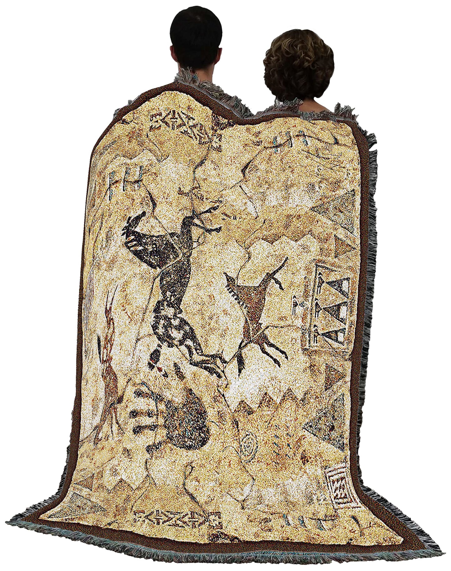 Pure Country Weavers Tlalocs Tribe Blanket by Cecilia Henle - Southwest Cave Rock Art - Gift Tapestry Throw Woven from Cotton - Made in The USA (72x54)