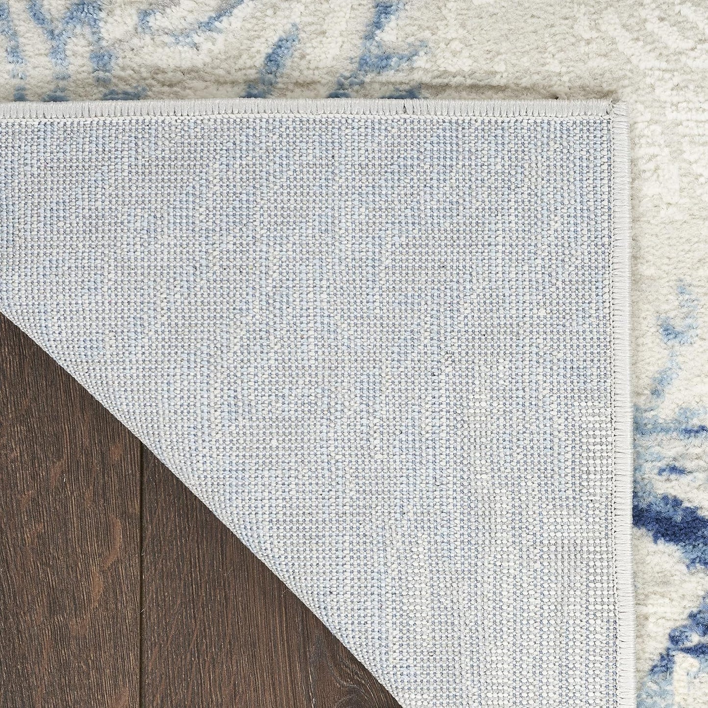 Nourison Home Pompeii Modern Ivory Grey Blue 5'3" x Square Area -Rug, Easy -Cleaning, Non Shedding, Bed Room, Living Room, Dining Room, Kitchen (5 Square)