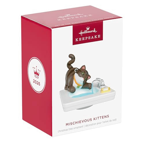 Hallmark Keepsake Mischievous Kittens 2026 Christmas Ornament – Cat at Sink In Gift Box